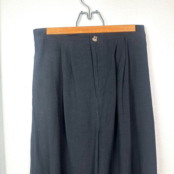 Black Wide Leg Hemp-blend Trousers Size Large - Picture 3 of 14